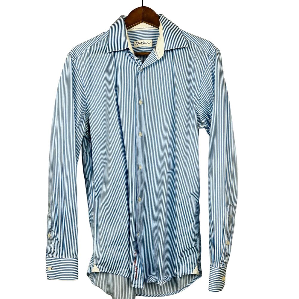 Robert Graham Button Up Dress Shirt Stripe Flip Cuff - 16 / 41